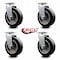Service Caster 6 Inch Rubber on Aluminum Wheel Swivel Caster Set with Roller Bearings SCC SCC-20S620-RAR-4 - alternate 5